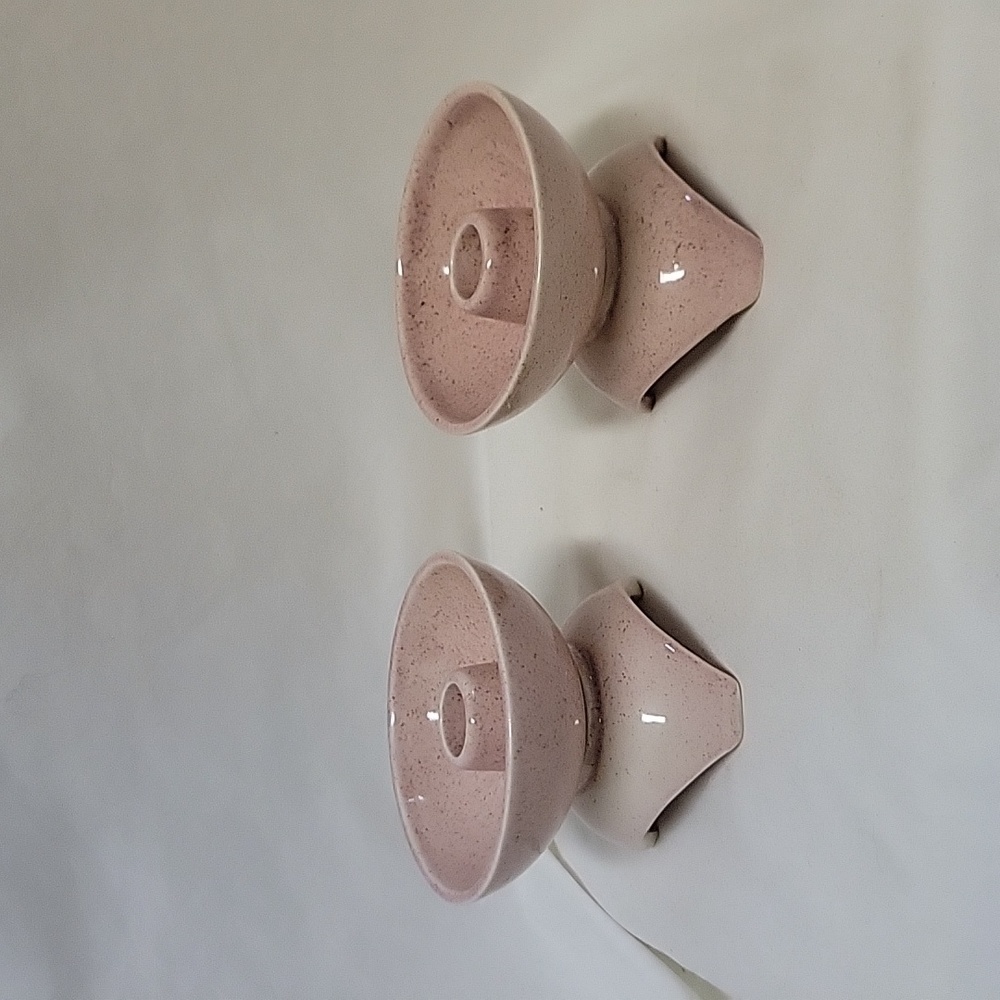 Red Wing Pink Speckled Candle Holders, Set of 2